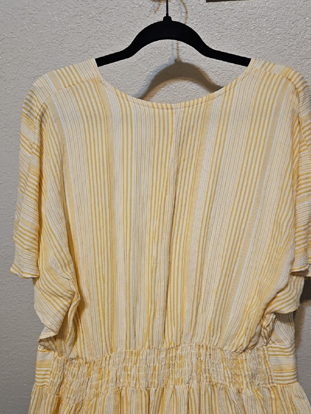 Lane Bryant Soft Yellow Striped V-Neck Midi Dress - Picture 7 of 9